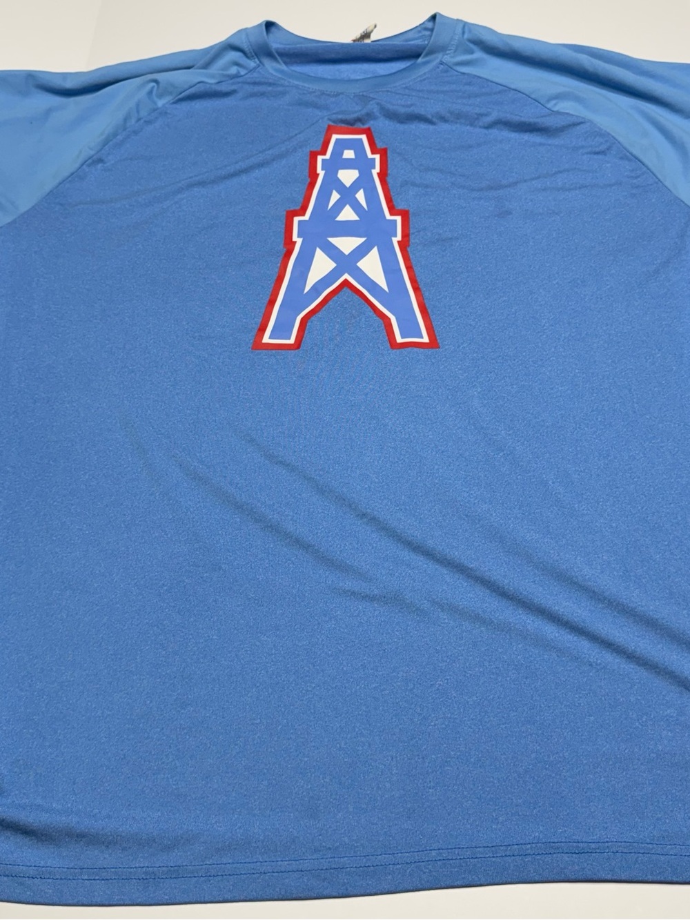 NFL Blue Short-Sleeve Tee with Red and White Oil Derrick Logo
